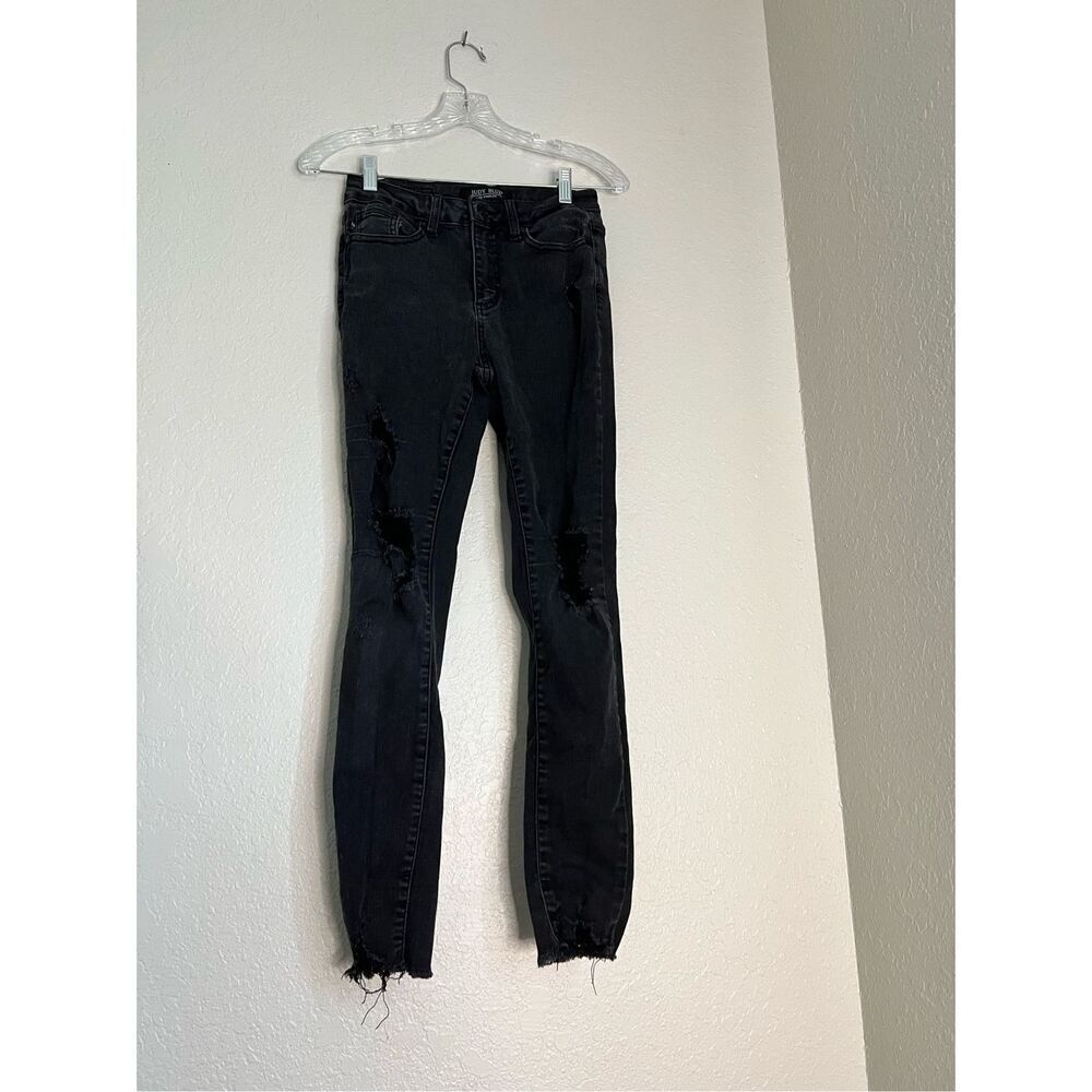 Judy Blue Late Night‎ Distressed Black Jeans Women's 1 /25 Black Stretch Frayed